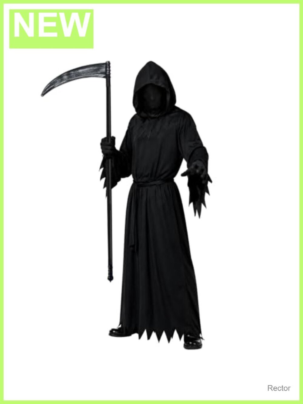 Grim Reaper Costume Set Adult Scary Phantom Halloween Robe Hood Scythe